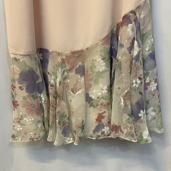 Ursala of Switzerland Pink Pastel Floral Ruffle Bottom Dress Vintage VTG 80s 6 - Picture 2 of 7